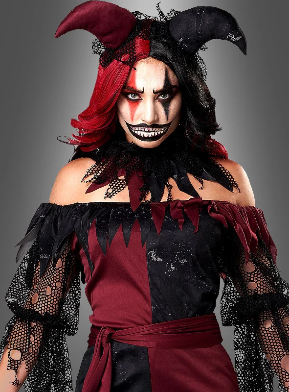 Rot-schwarzes Jester Damenkostüm