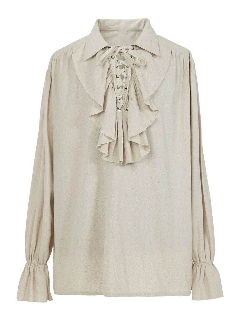 Beiges Piratenhemd Deluxe im Leinen-Look