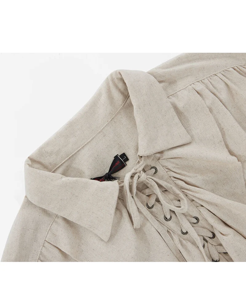 Beiges Piratenhemd Deluxe im Leinen-Look