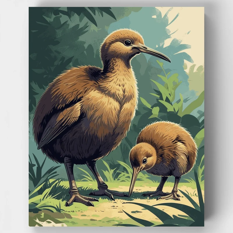 Kiwi Birds in the Forest - Paint by Numbers Kit