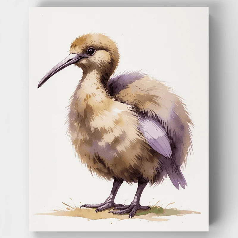 Baby Kiwi Bird Watercolor - Paint by Numbers Kit