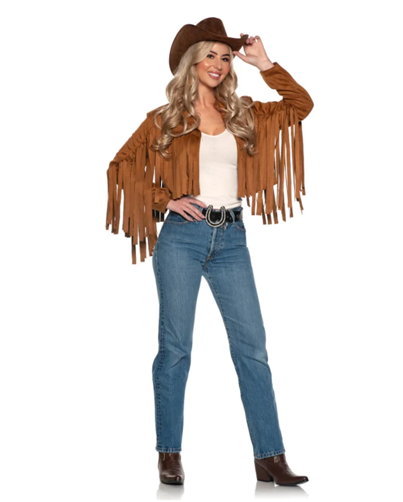 Wild West Damen Jacke mit Fransen