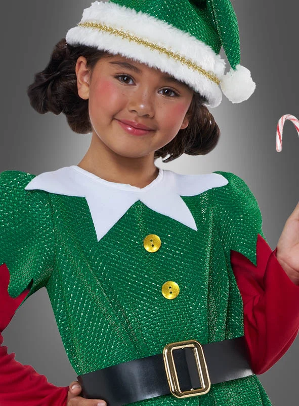 Süße Weihnachtselfe Kinderkostüm