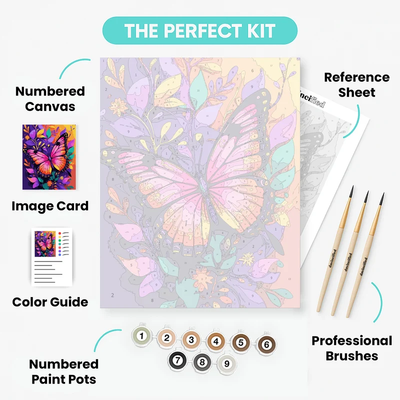 Tropical Butterfly in Bloom - Paint by Numbers Kit