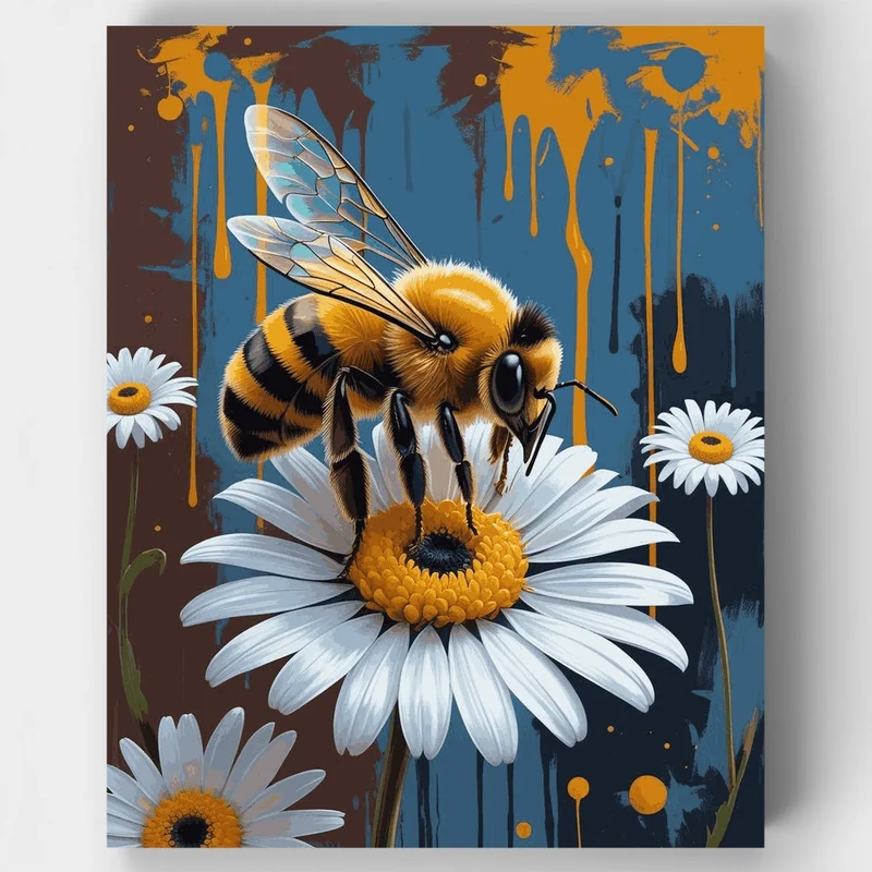 Bee on Daisy Graffiti Art - Paint by Numbers Kit