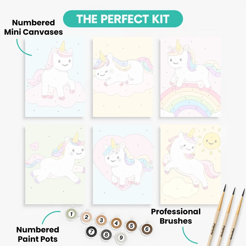 Magical Unicorn Dreams - Mini Paint by Numbers Set