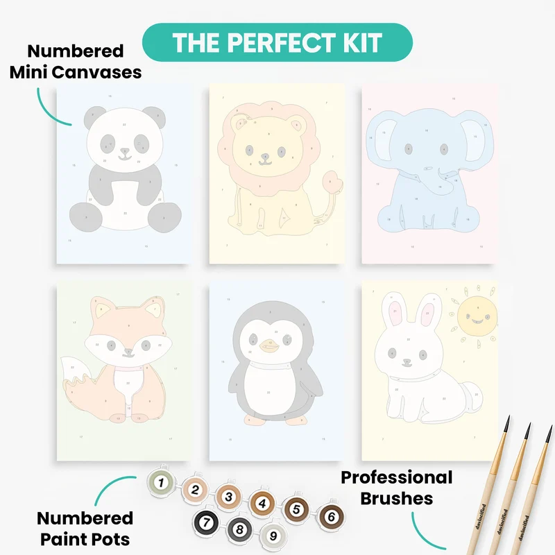 Cute Baby Animals - Mini Paint by Numbers Set