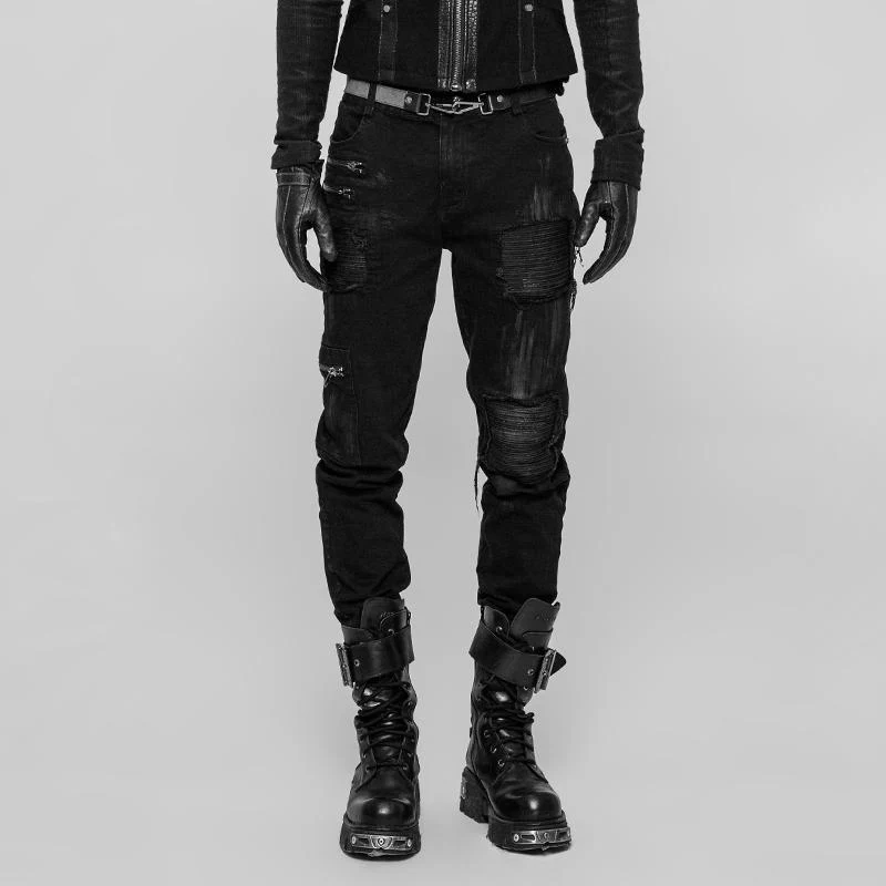 Herren Punk Distressed Jeans