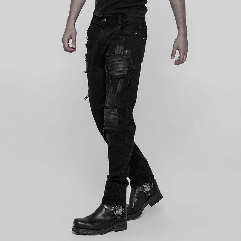 Herren Punk Distressed Jeans
