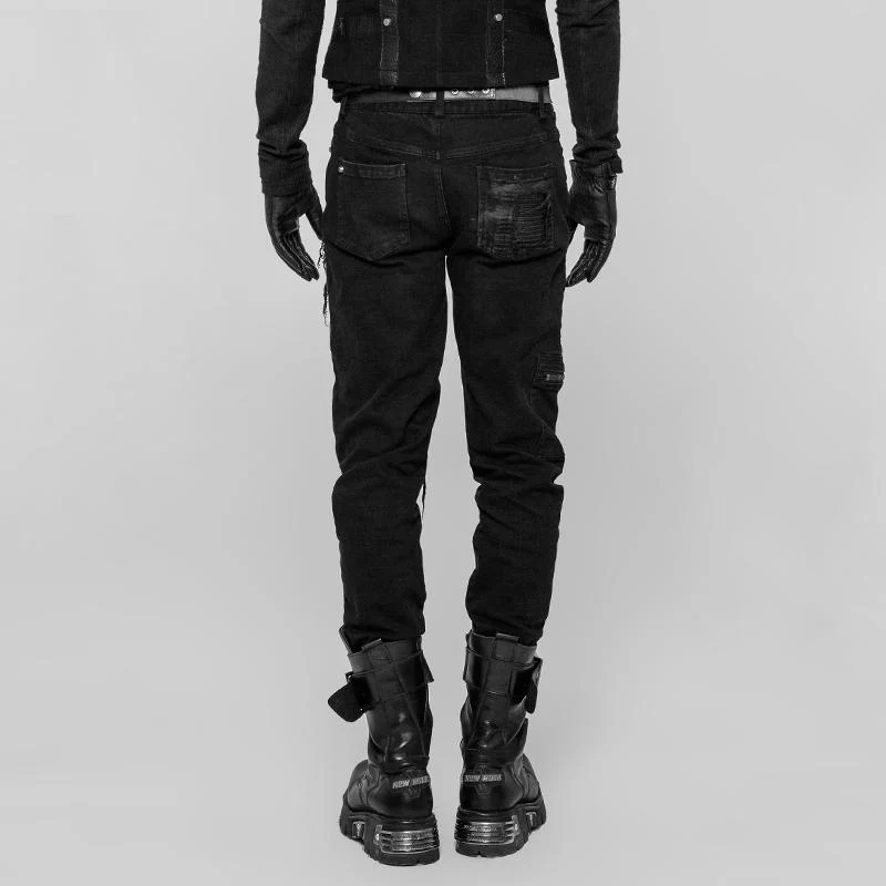 Herren Punk Distressed Jeans