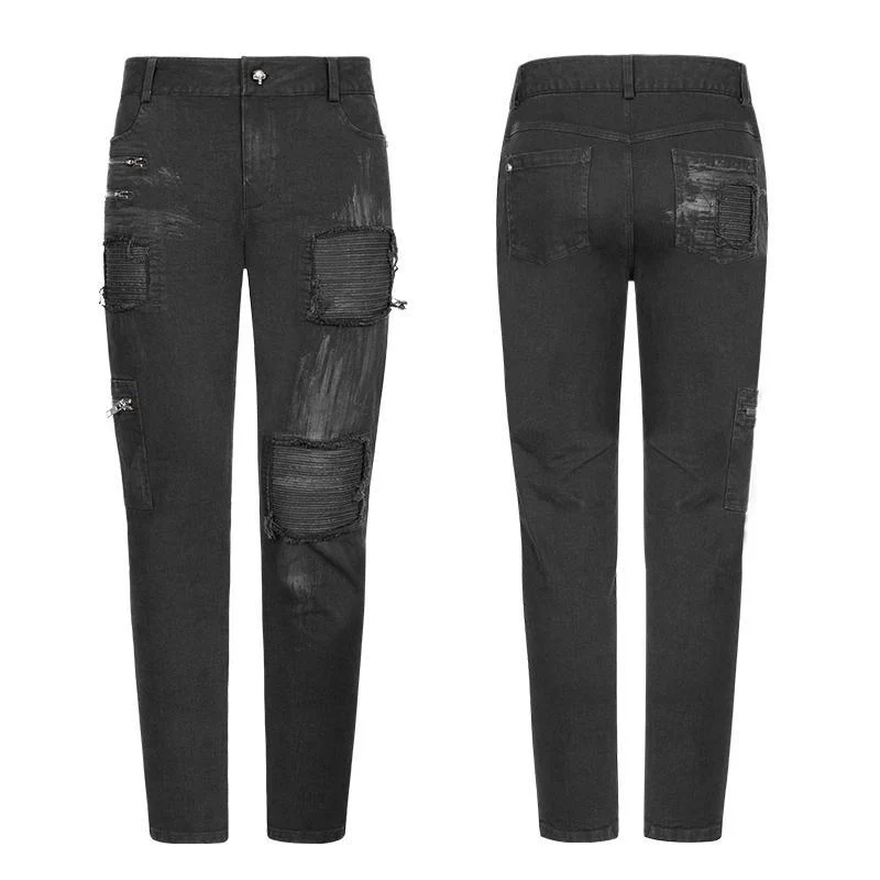 Herren Punk Distressed Jeans