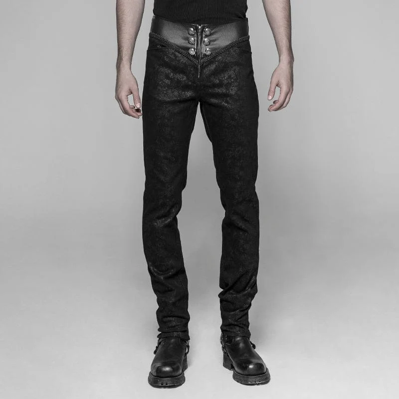 Herren Hose aus Kunstleder und Jacquard Goth