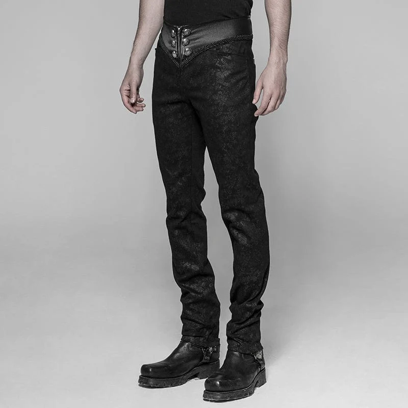 Herren Hose aus Kunstleder und Jacquard Goth