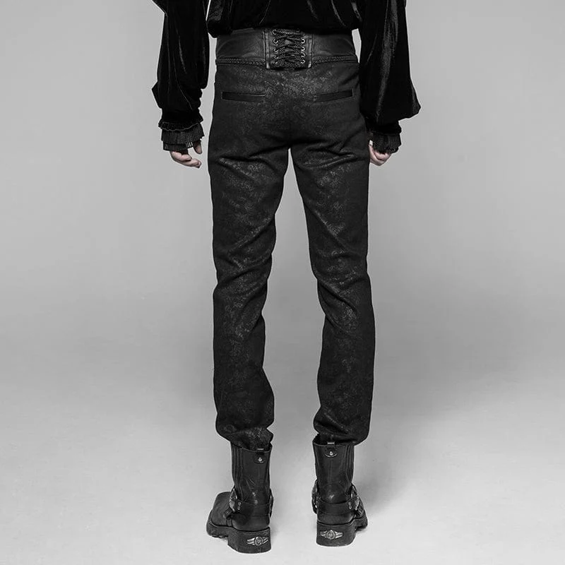 Herren Hose aus Kunstleder und Jacquard Goth