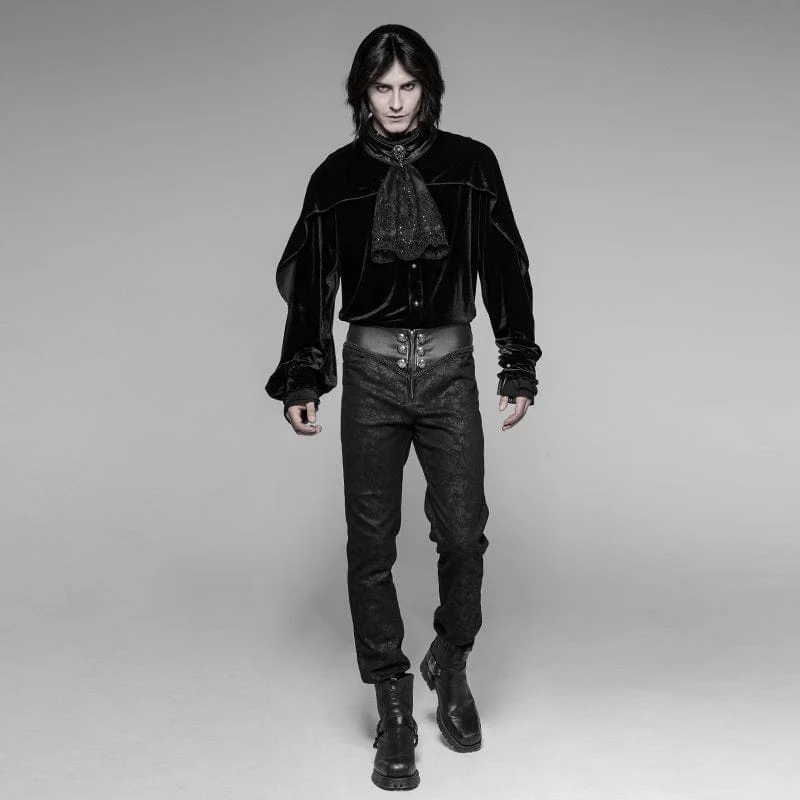 Herren Hose aus Kunstleder und Jacquard Goth