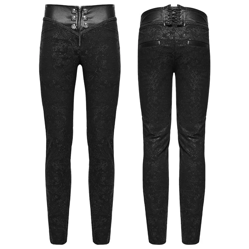 Herren Hose aus Kunstleder und Jacquard Goth