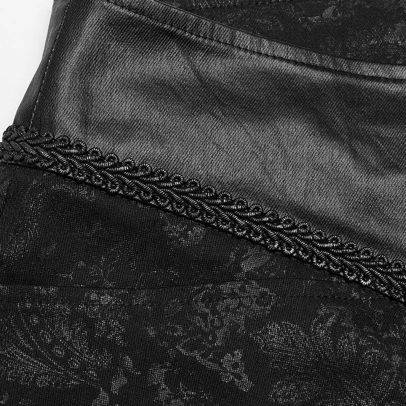 Herren Hose aus Kunstleder und Jacquard Goth