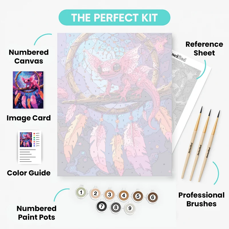 Pink Dragon on a Dream Catcher - Paint by Numbers Kit