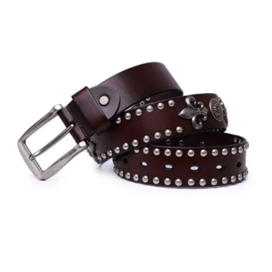 Herren Punk Rock Skull Rivet Studded Gürtelschnalle Gürtel