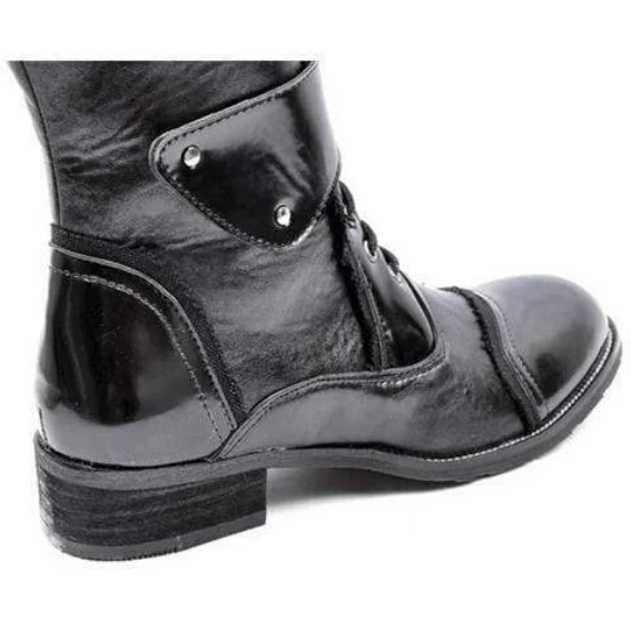 Herren Military Kunstleder Multi Schnallen Martin Stiefel