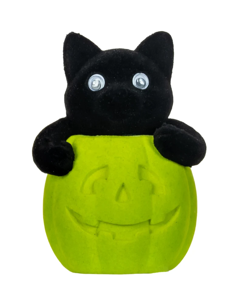 Katze im Halloween Pumpkin Grün 11cm