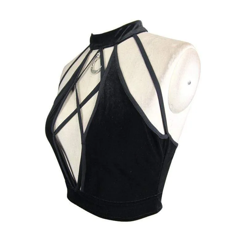 Damen Strappy Punk Neckholder Top
