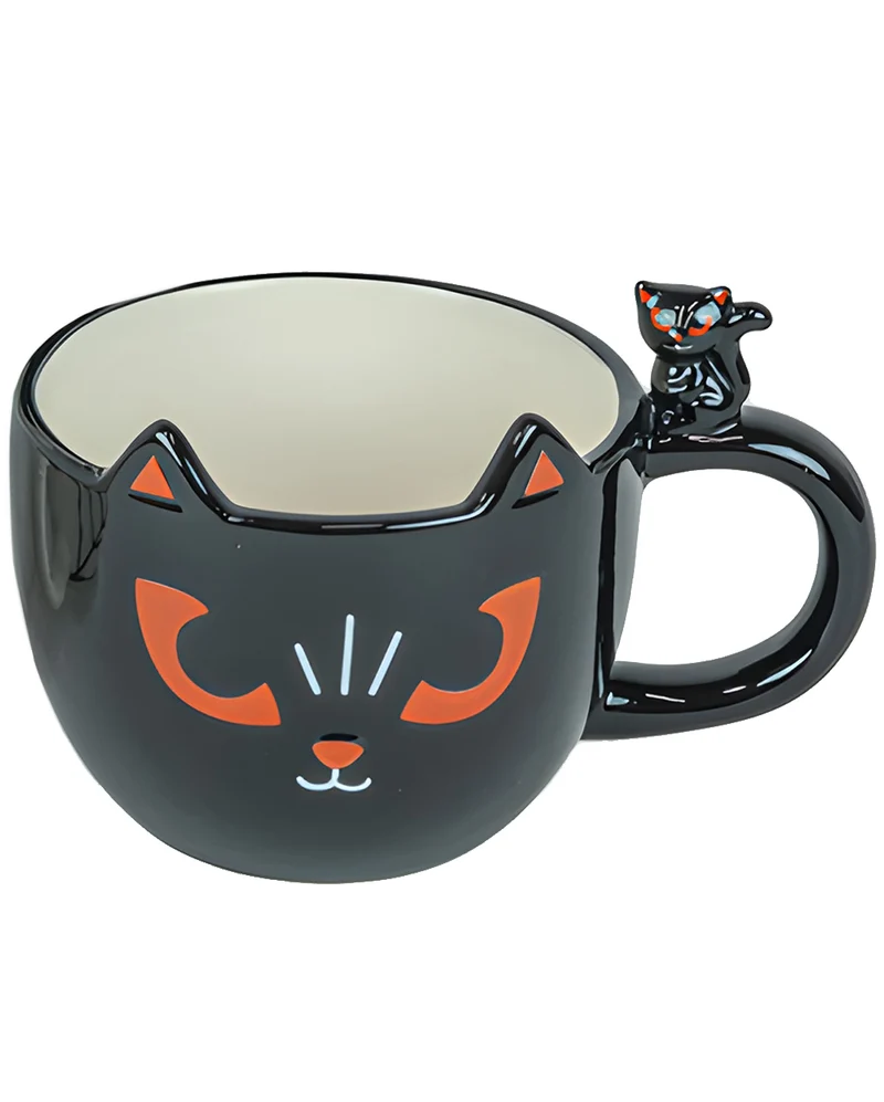 Schwarze Lieblingstasse mit Katze