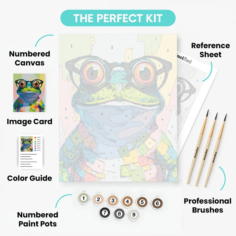 Quirky Frog with Glasses - Paint by Numbers Kit