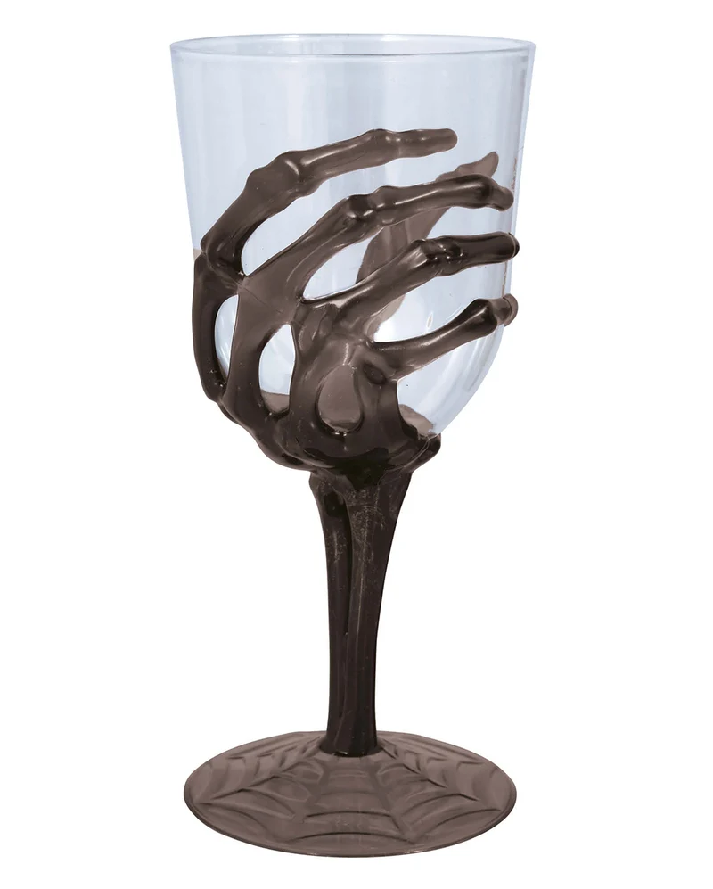 Halloween Weinglas mit schwarzer Skeletthand 18,5cm