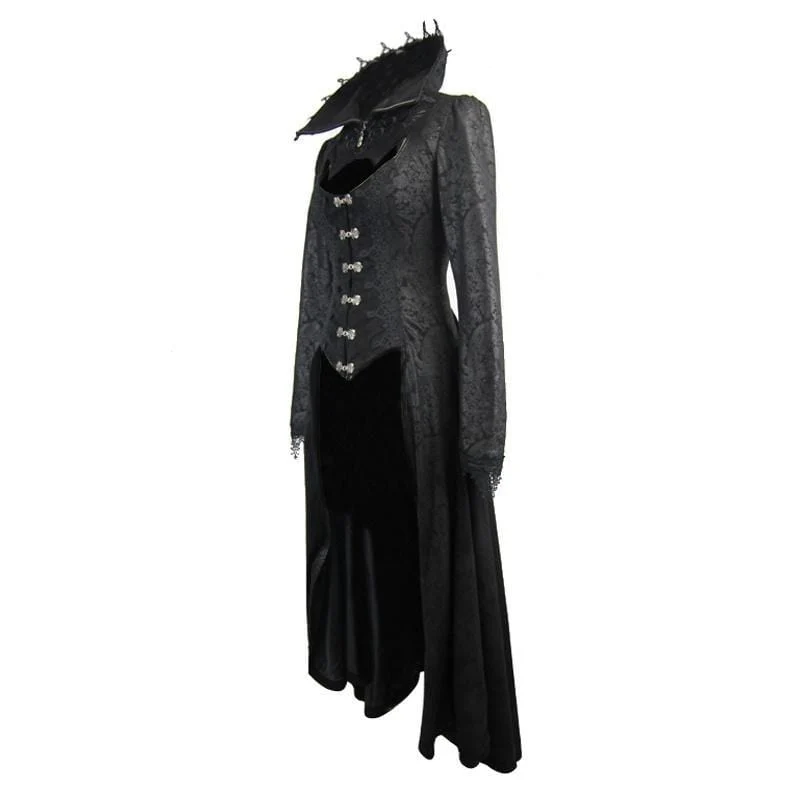 Frauen Goth Gehrock Mit Stehkragen