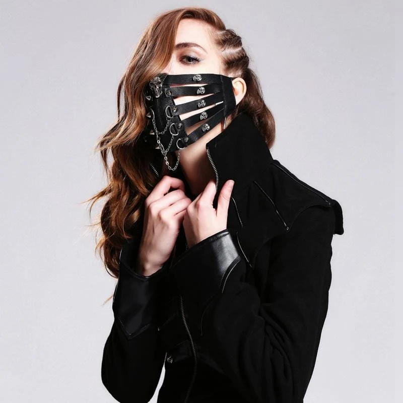 Frauen Goth Schädel Nieten Gesichtsmaske