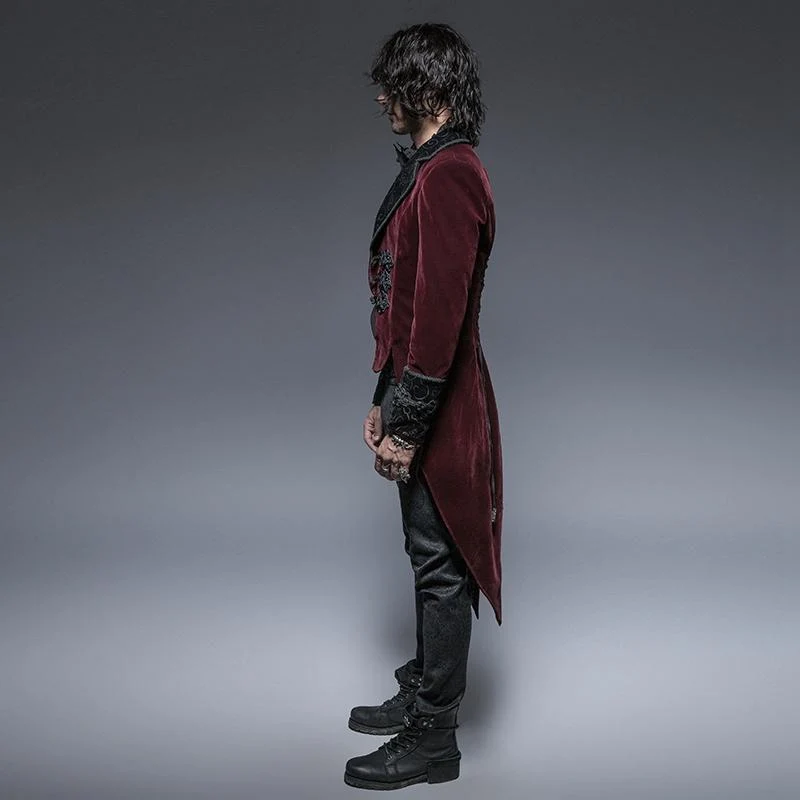 Gothic Victorian Scissors Tail Velour Overcoat für Herren