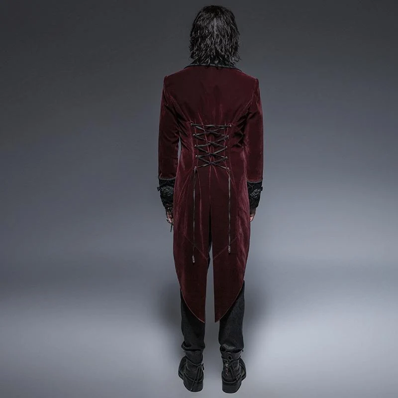 Gothic Victorian Scissors Tail Velour Overcoat für Herren