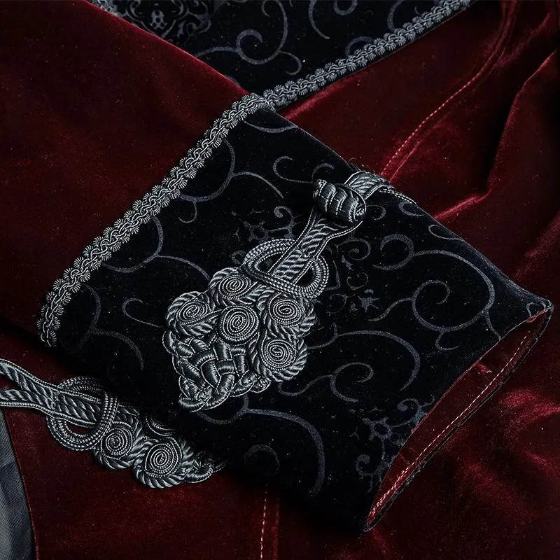 Gothic Victorian Scissors Tail Velour Overcoat für Herren