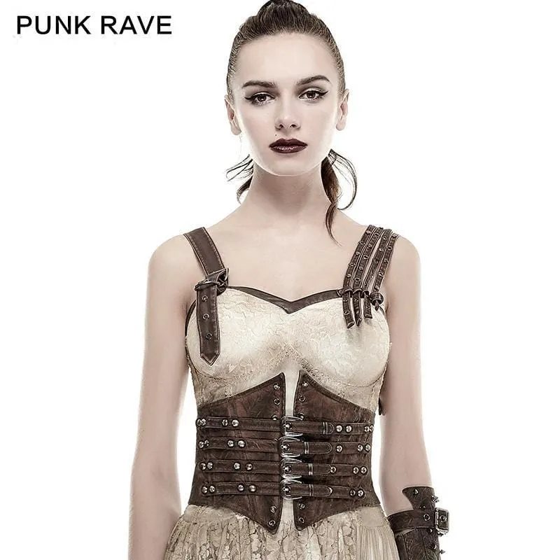 Damen Steampunk Schnallen Schnürkorsetts