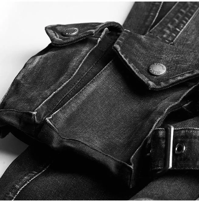 Punk-Skinny-Jeans für Damen mit Bauchtasche