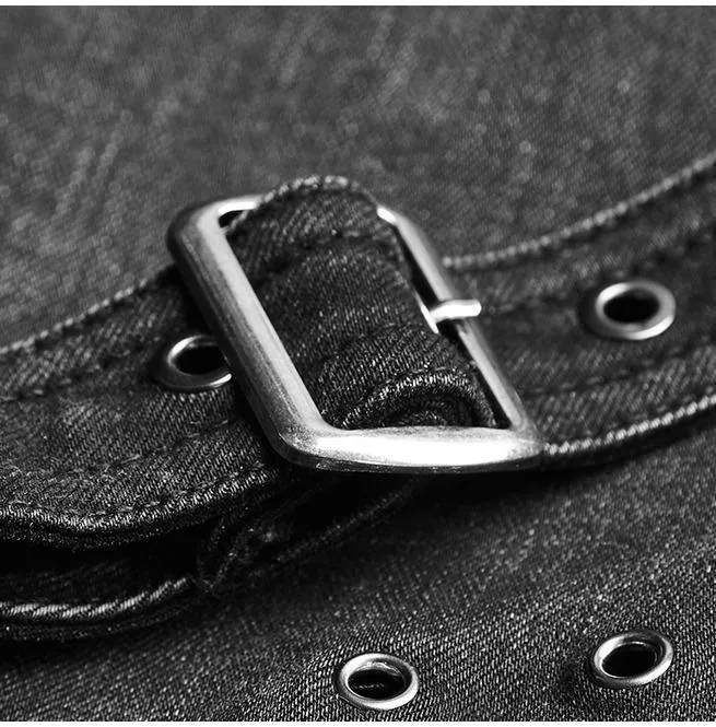 Punk-Skinny-Jeans für Damen mit Bauchtasche