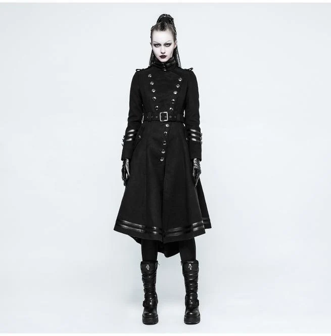 Damen Militäruniform Kammgarn Langer Mantel Mit Gürtel