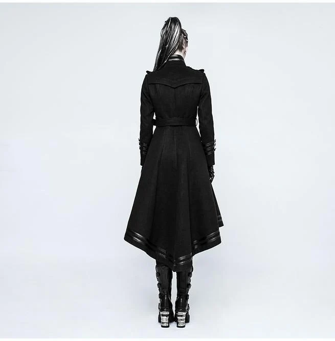 Damen Militäruniform Kammgarn Langer Mantel Mit Gürtel