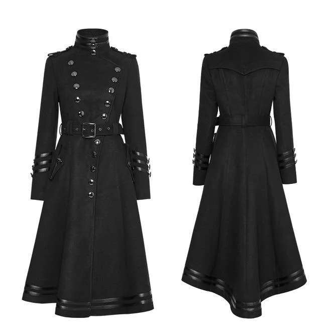 Damen Militäruniform Kammgarn Langer Mantel Mit Gürtel