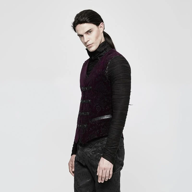 Herren Gothic Floral Jacquard Weste
