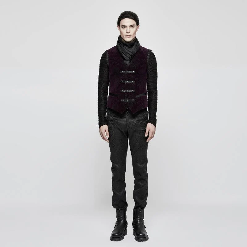 Herren Gothic Floral Jacquard Weste