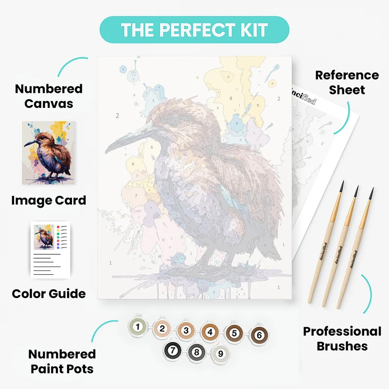 Watercolour Kiwi Bird - Paint by Numbers Kit