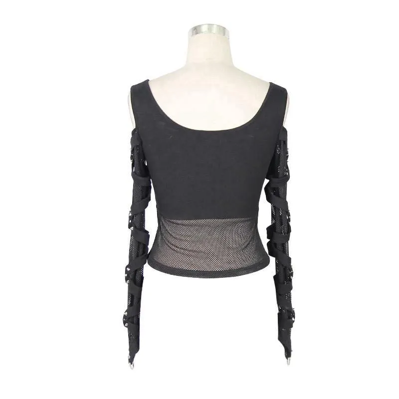 Schulterfreies Steampunk-Netzoberteil für Damen