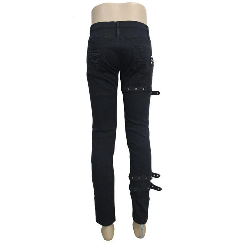 Männer Punk Full Front Distressed Jeans
