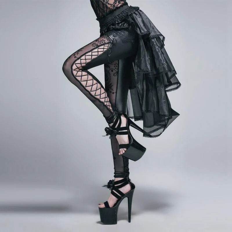 Frauen asymmetrische Spitze und Net Goth Rock
