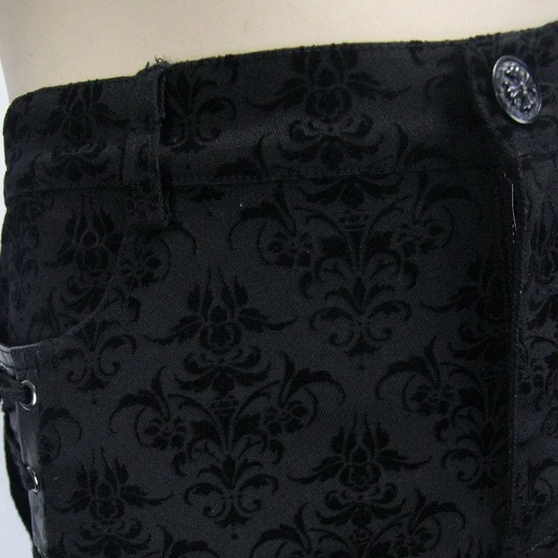 Herren Punk Brocade Hose mit Criss Cross Schnürung