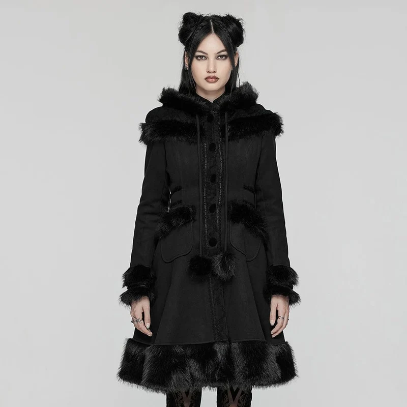 Frauen Lolita Hooded Bowknot Overcoat