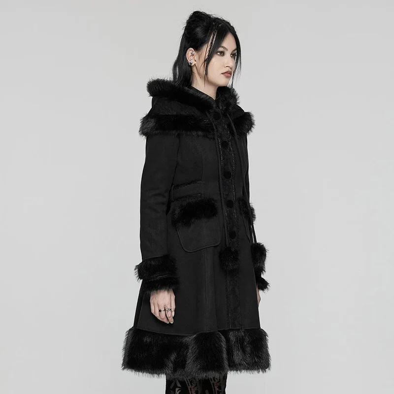Frauen Lolita Hooded Bowknot Overcoat