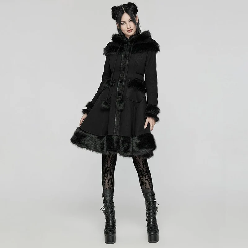 Frauen Lolita Hooded Bowknot Overcoat